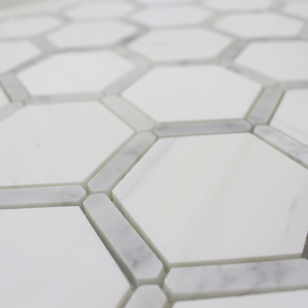 Sanibel Mosaic 3″ Honeycomb – Bianco Venato Dolomite w/Carrara