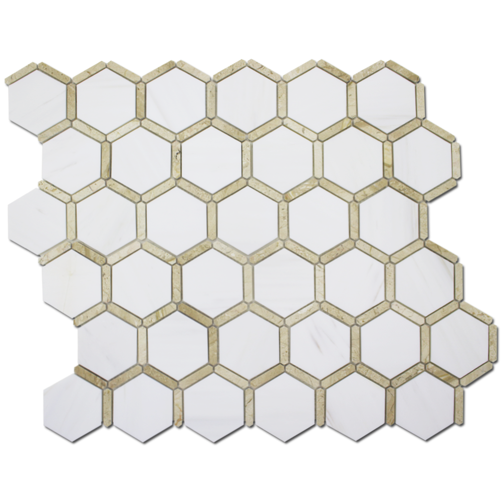 Sanibel 3″ Honeycomb – Bianco Venato Dolomite w/Karya Royal