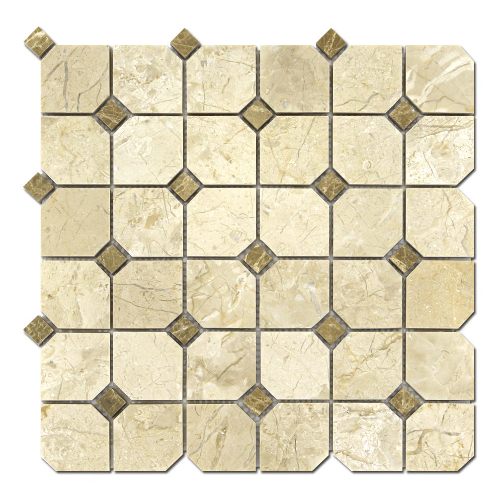 Crema Nouva 2″ Hex with Emperador