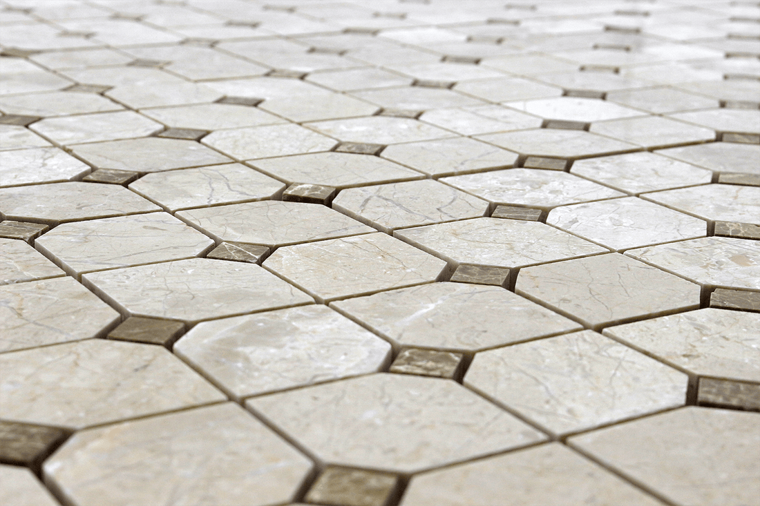 Crema Nouva 2″ Hex with Emperador