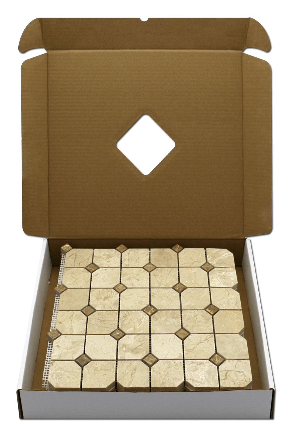 Crema Nouva 2″ Hex with Emperador