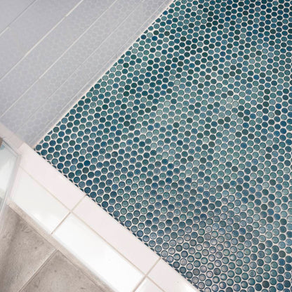360 3/4&quot; x 3/4&quot; Penny Round Glossy Mosaic Tile in Lagoon