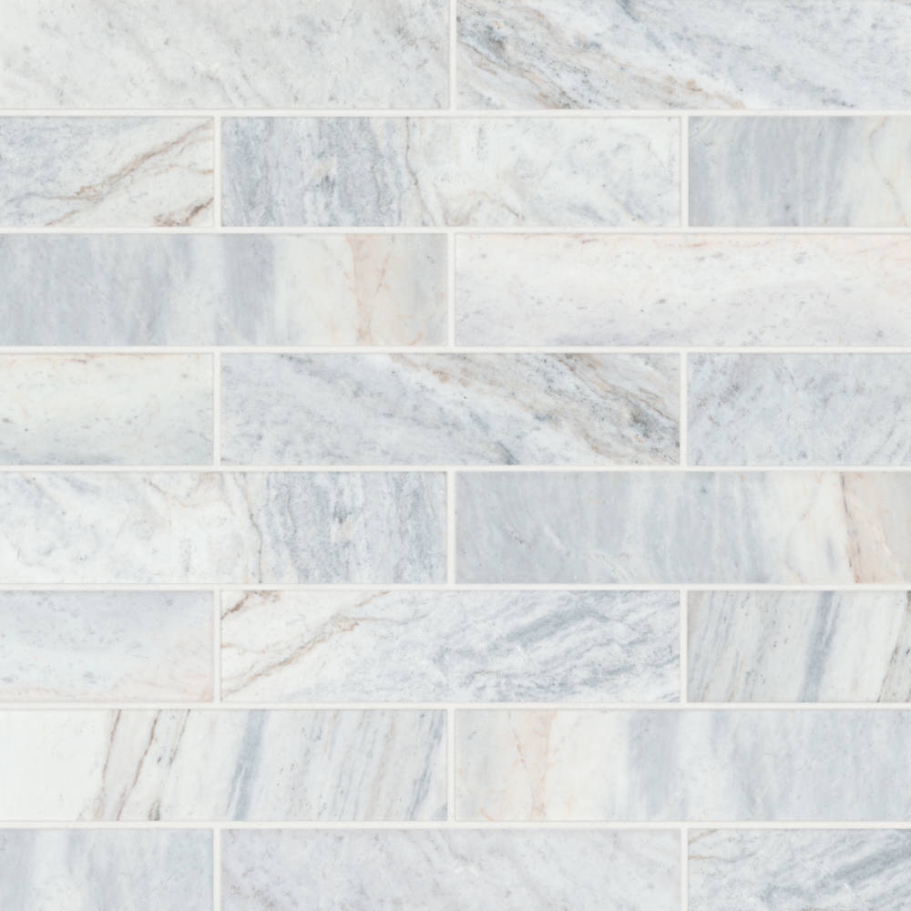 Glorious Blue 3&quot; x 12&quot; Brushed Marble Tile