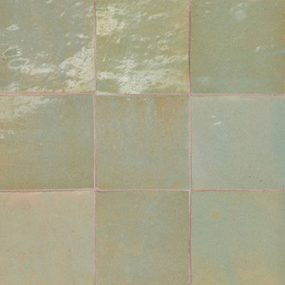 Zagora 4&quot; x 4&quot; Glossy Zellige Field Tile in Green