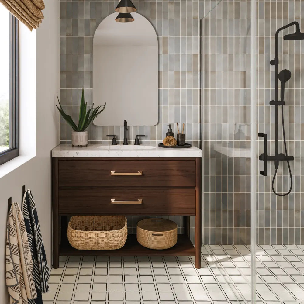 Celine 2" x 6" Matte Porcelain Floor & Wall Tile in Blue