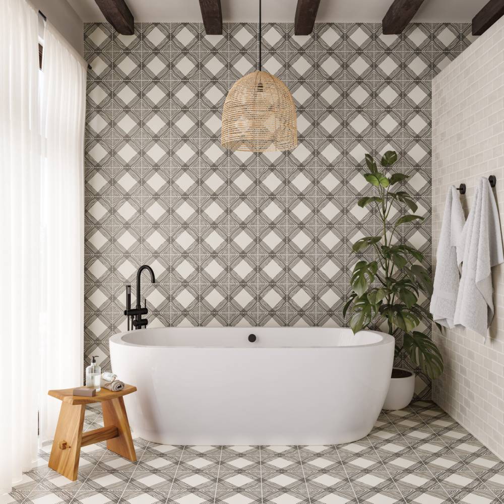 Rothko 9" x 9" Matte Ceramic Field Tile in Half Circle