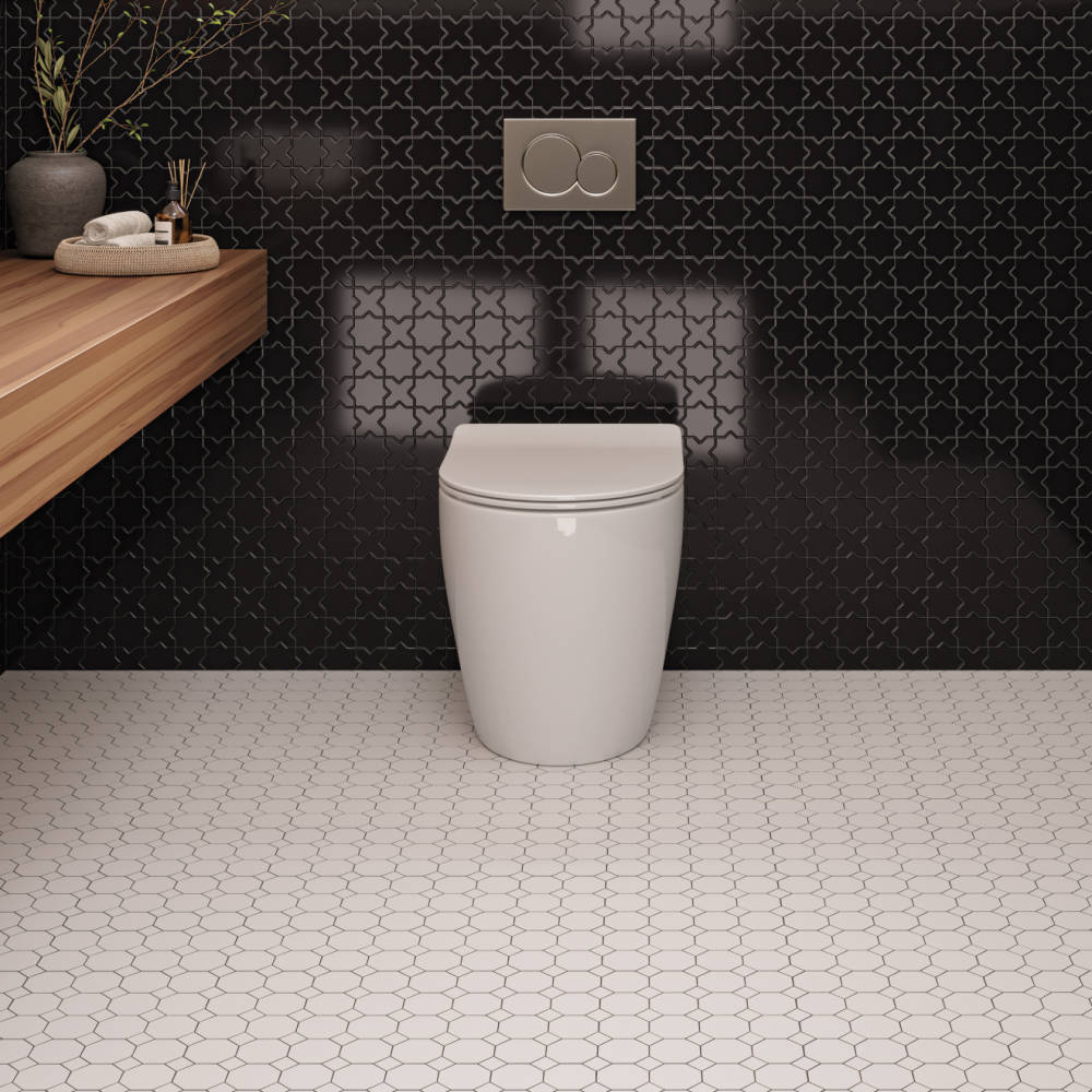 Le Cafe 2&quot; x 2&quot; Cross &amp; Star Glossy Porcelain Mosaic Tile