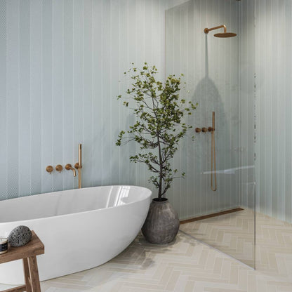 Kaikos Skinny Chevron Glass Mosaic in Blue