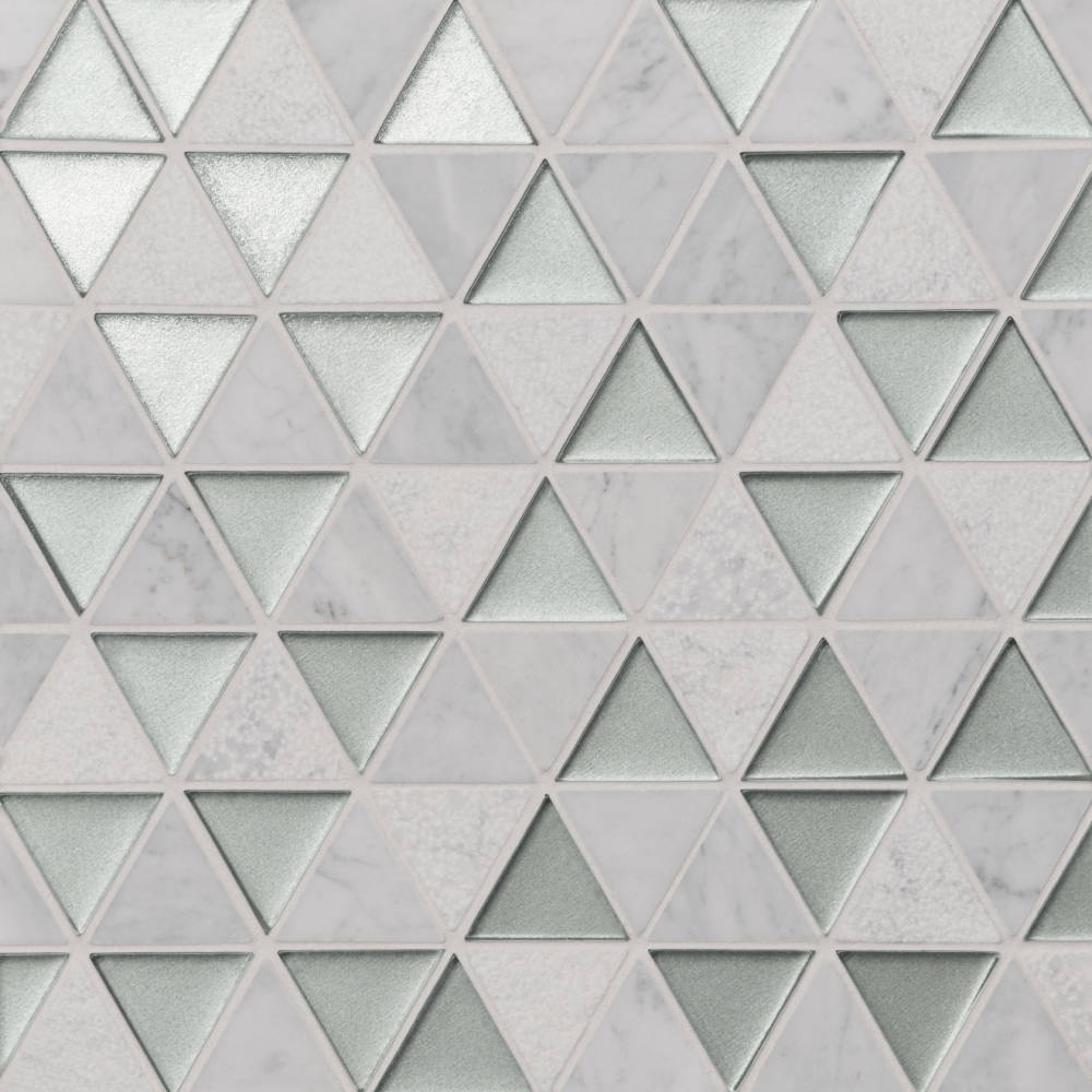 Kaikos 1.75" Triangle Glass and Stone Mosaic