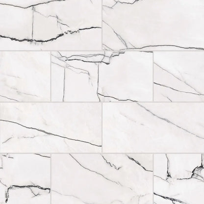 Gemma 12&quot; x 24&quot; Polished Porcelain Field Tile in White Onyx