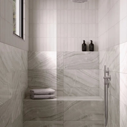 Gemma 12&quot; x 24&quot; Polished Porcelain Field Tile in White Onyx