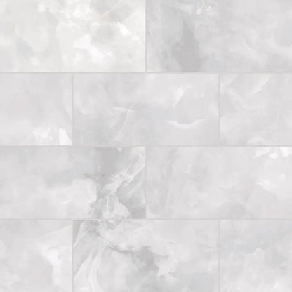 Gemma 12&quot; x 24&quot; Polished Porcelain Field Tile in White Onyx