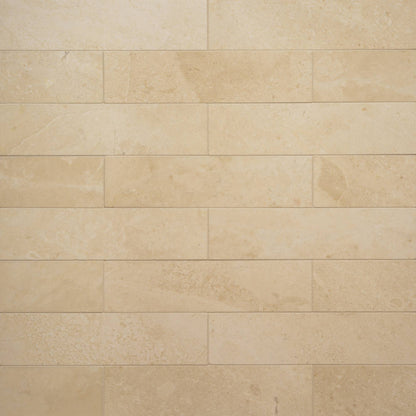 Caspian Bisque 3&quot; x 12&quot; Honed Marble Mesh Back Tile