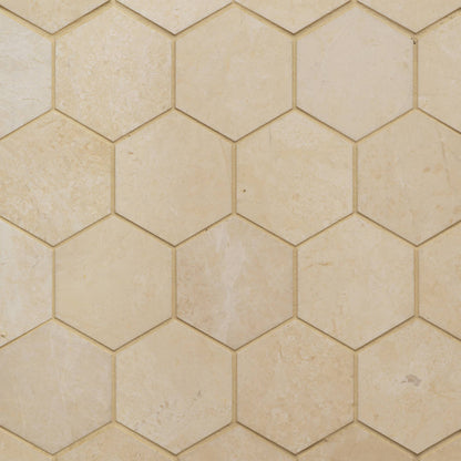 Caspian Bisque 3&quot; x 12&quot; Honed Marble Mesh Back Tile