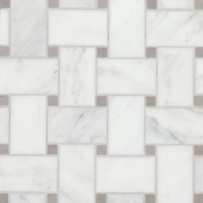Jumbo Basketweave Honed Marble in Sahara Noir with Beige Dot