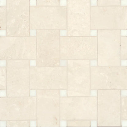 Jumbo Basketweave Honed Marble in Dolomite with Bardiglio Dot
