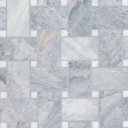 Jumbo Basketweave Honed Marble in Dolomite with Bardiglio Dot