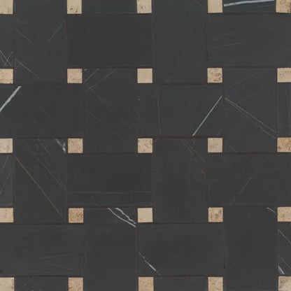 Jumbo Basketweave Honed Marble in Dolomite with Bardiglio Dot