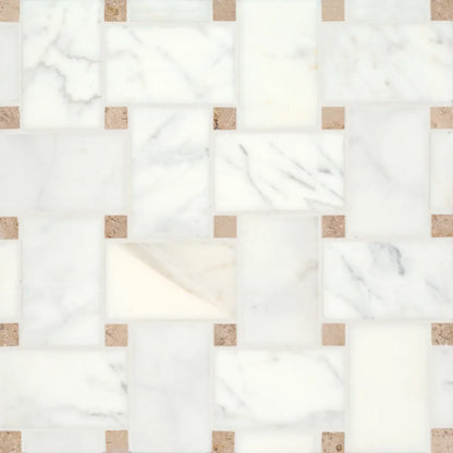 Jumbo Basketweave Honed Marble in Dolomite with Bardiglio Dot