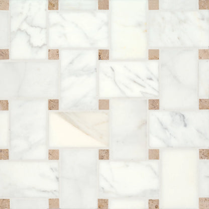 Jumbo Basketweave Honed Marble in Sahara Noir with Beige Dot