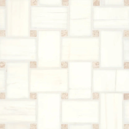 Jumbo Basketweave Honed Marble in Dolomite with Bardiglio Dot