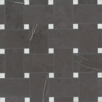 Jumbo Basketweave Honed Marble in Dolomite with Bardiglio Dot