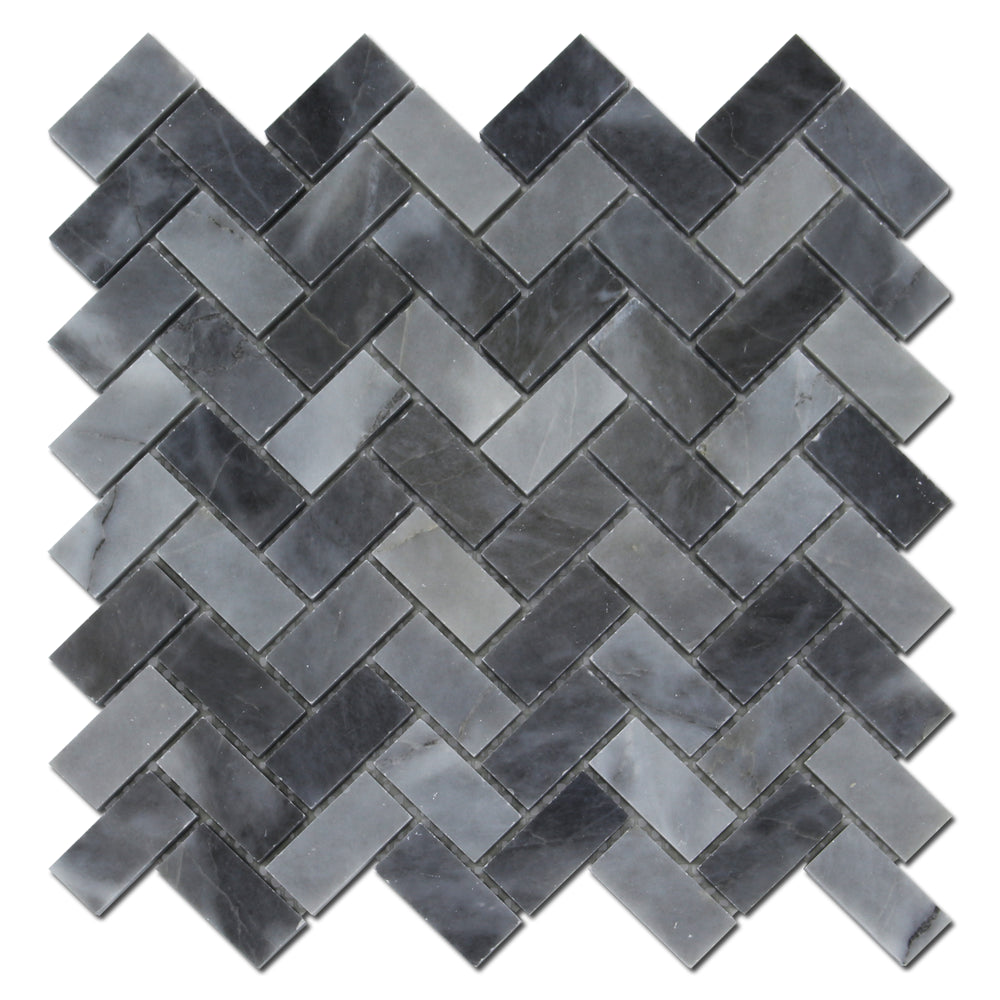 1X2 Bardiglio Herringbone Polished