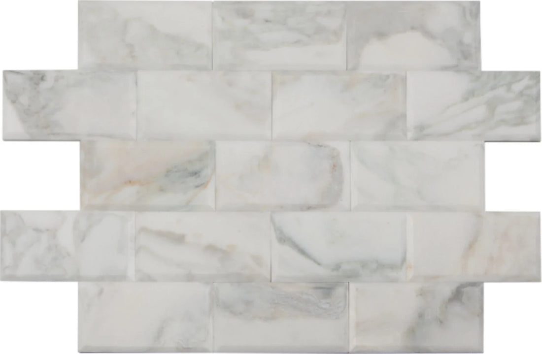 3×6 Calacatta Oliva Polished &amp; Deep Bevel
