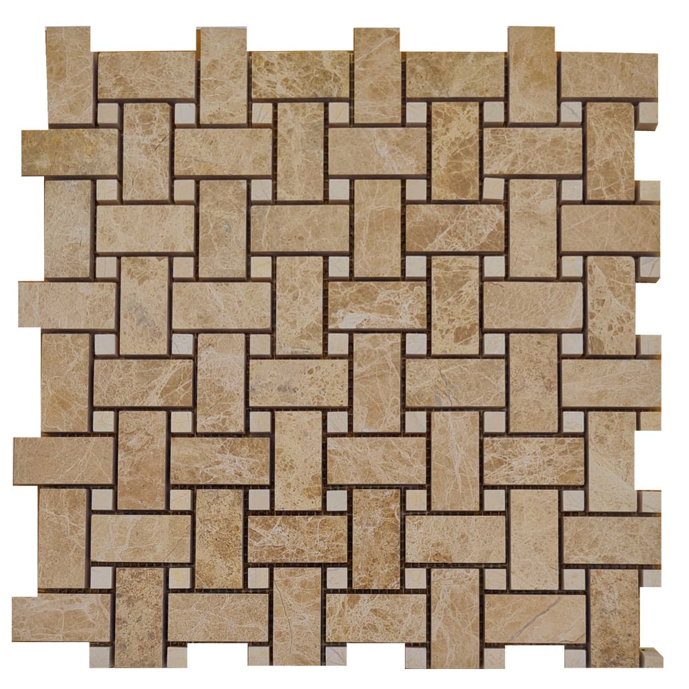 Basket Weave Emperador w/ Crema Nouva Polished