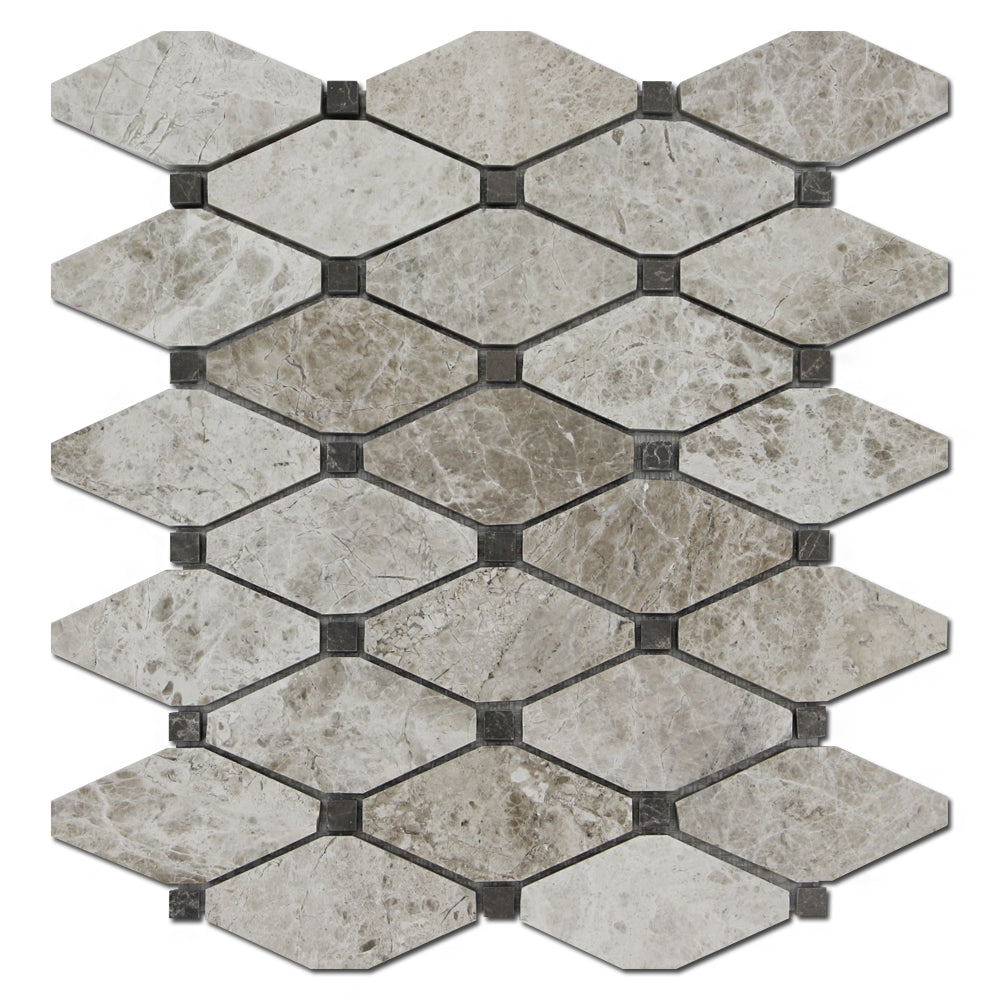 Clipped Diamond Silver Shadow w/Gray Emperador