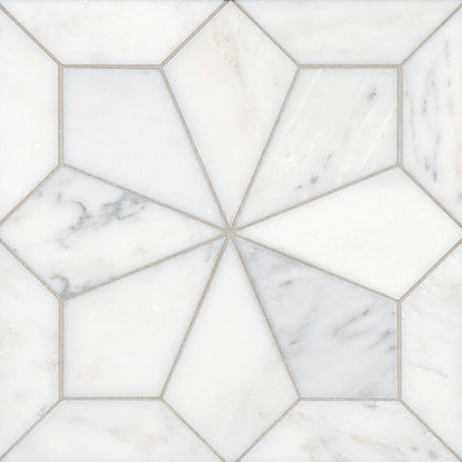 Blomma Honed Marble Mosaic Tile in Nero