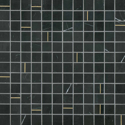 Ferrara 1&quot; x 1&quot; Honed Marble Mosaic Tile with Brass