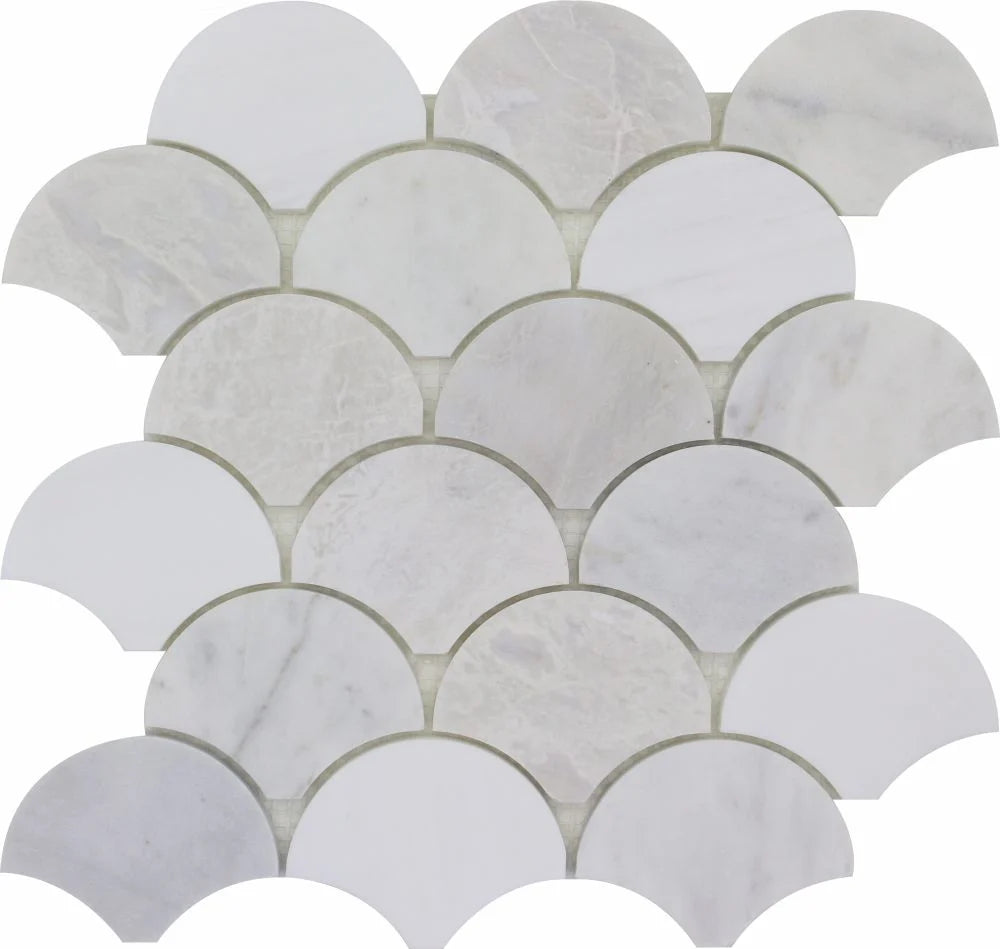 Fish Scale – Dolomite, Iceberg &amp; Imperial White Polished