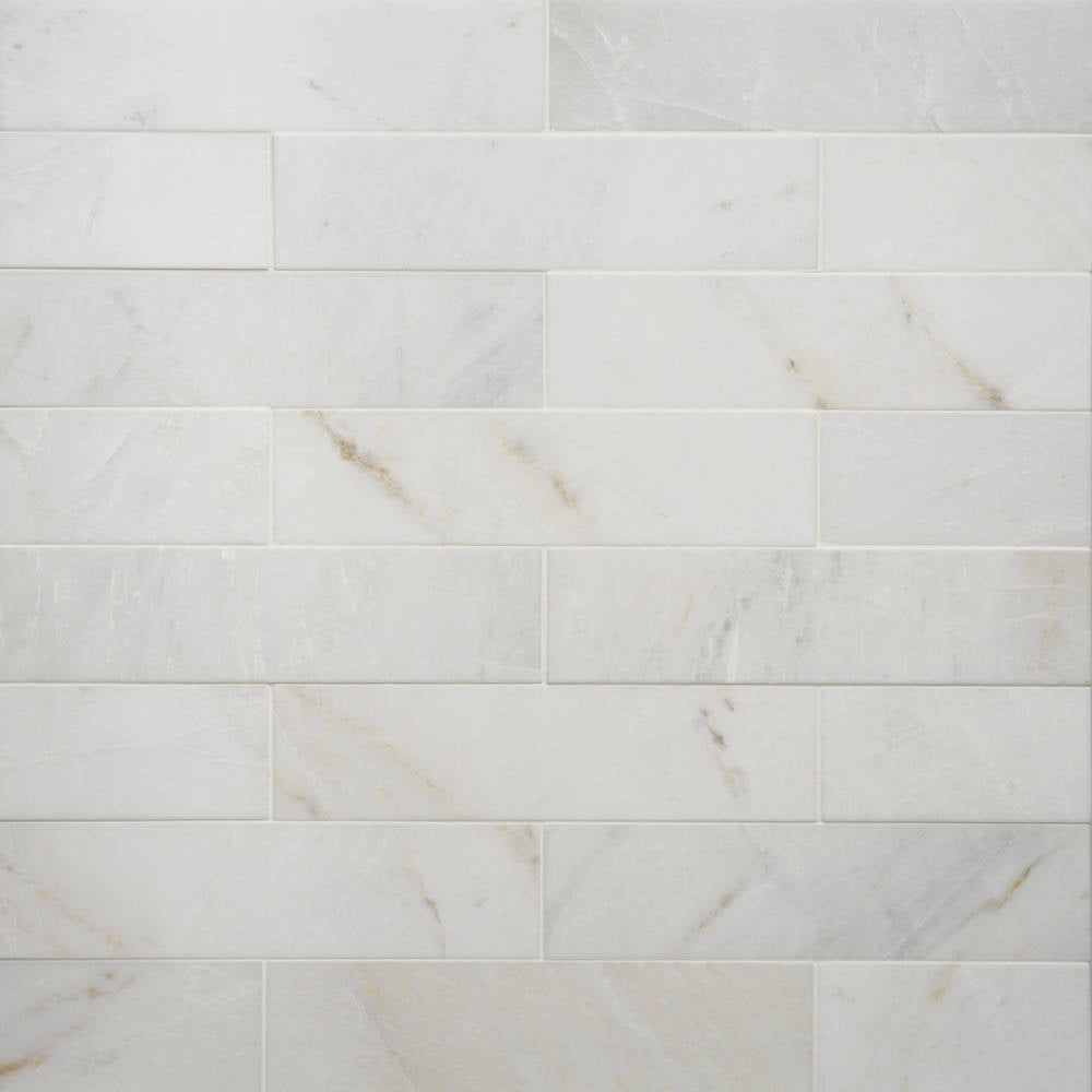 Glorious White Brushed 3" x 12" Marble Tile