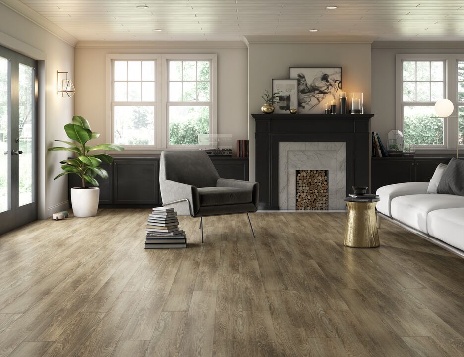 Living room with Tmbr Cascade Falls flooring