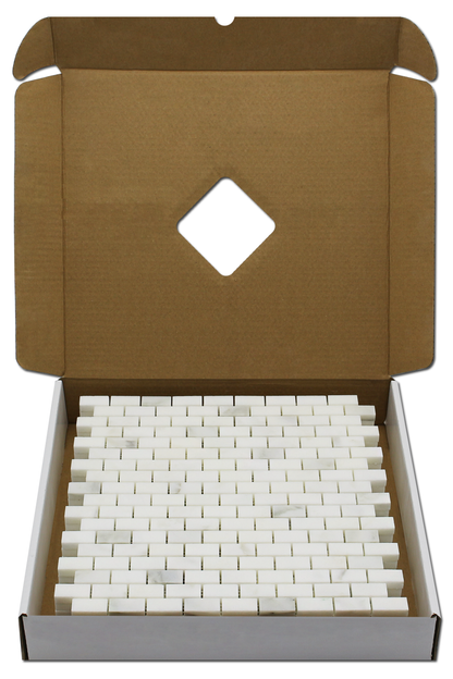 Calacatta Oliva 5/8 x 1 1/4 Offset Mosaic Tiles