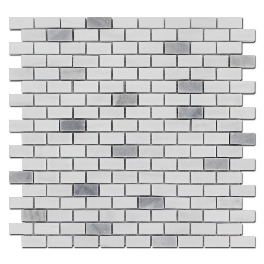 Bianco Venato Dolomite 5/8 x 1 1/4 Offset Mosaic