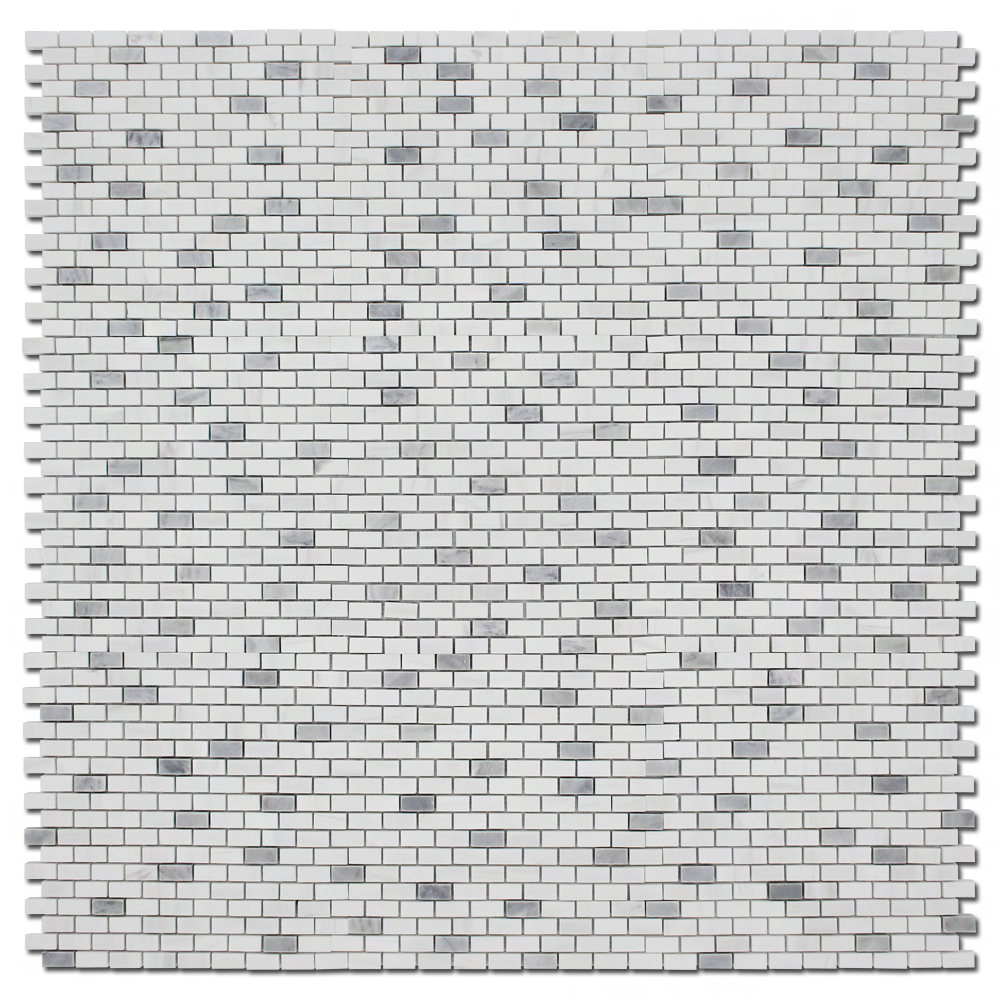Bianco Venato Dolomite 5/8 x 1 1/4 Offset Mosaic