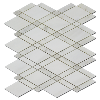 Alpine Mosic Bianco Venato Dolomite Rhomboid Mosaic in Dolomite