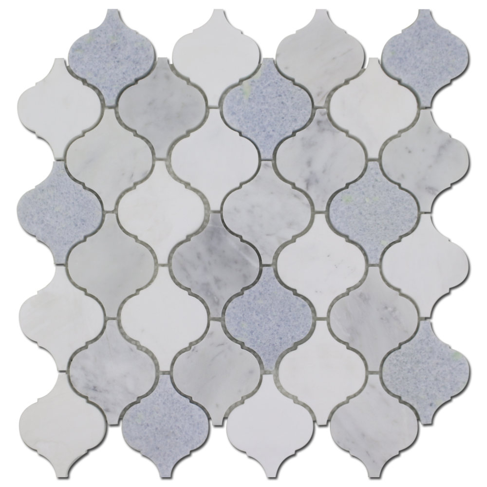 Arabesque Mosaic – Dolomite, Carrara &amp; Blue Celeste