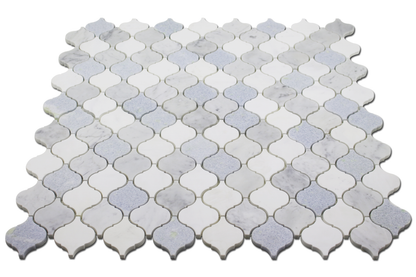 Arabesque Mosaic – Dolomite, Carrara &amp; Blue Celeste
