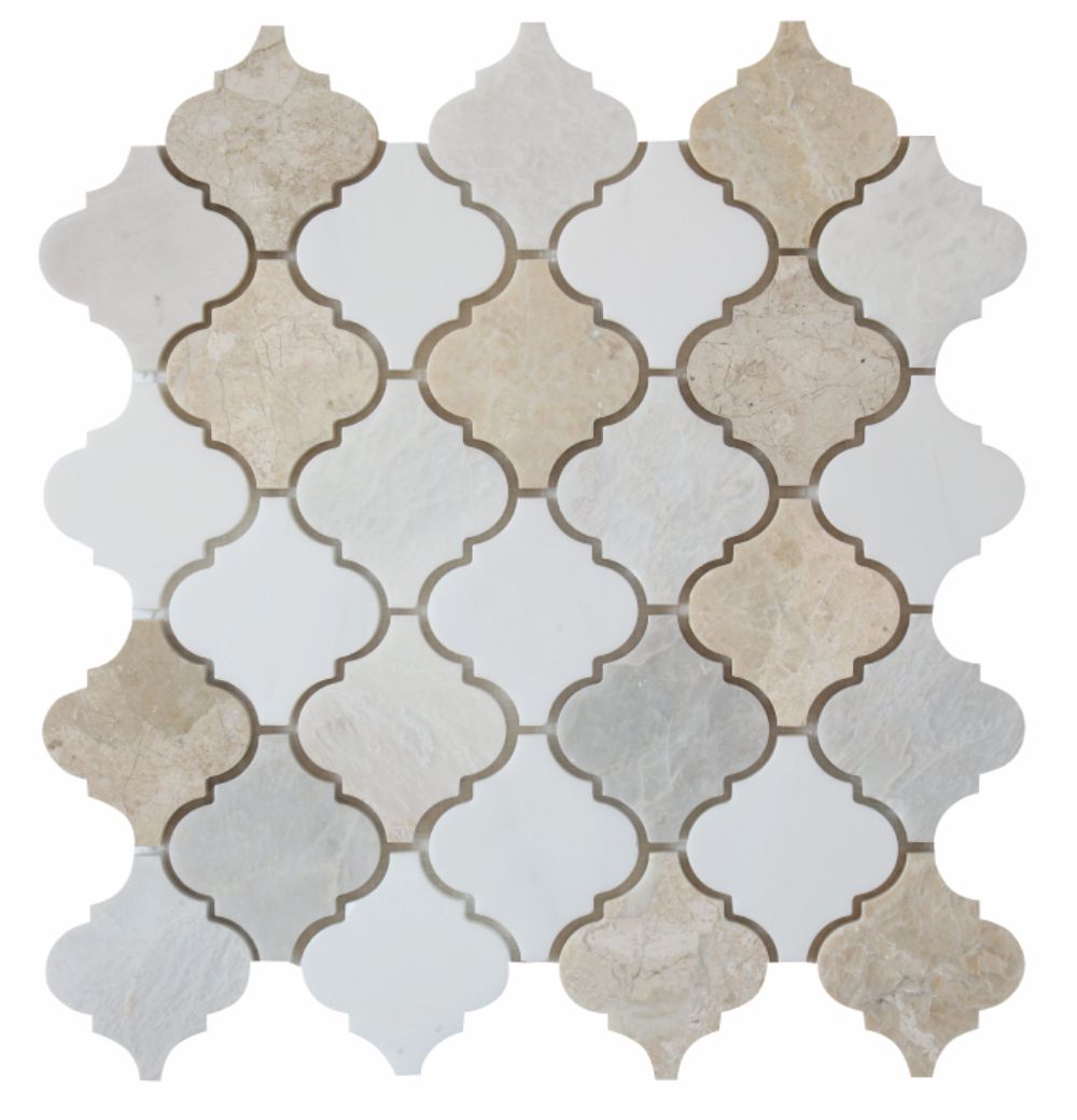 Karya Royal Marble Arabesque Mosaic Karya Royal - Bianco Venato Dolomite