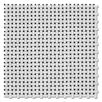 Bianco Venato Dolomite Basket Weave w/Black Polished