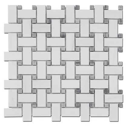 Bianco Venato Dolomite Basket Weave Mosaic