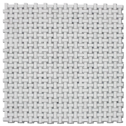 Bianco Venato Dolomite Basket Weave Mosaic