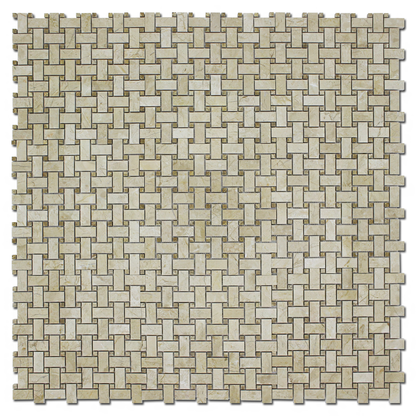 Crema Nouva Basket Weave w/Emperador Polished