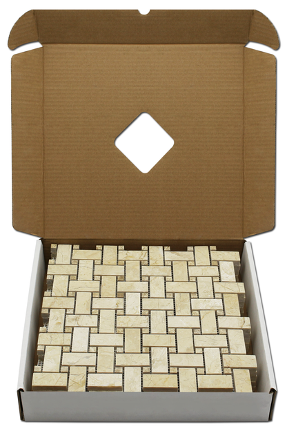 Crema Nouva Basket Weave w/Emperador Polished