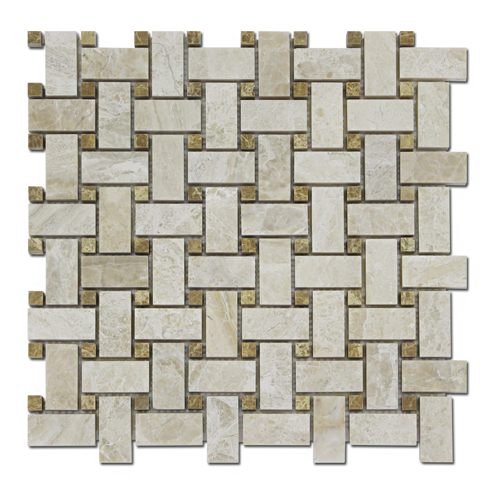 Karya Royal Marble Basket Weave with Emperador Dot