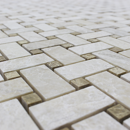 Karya Royal Marble Basket Weave with Emperador Dot