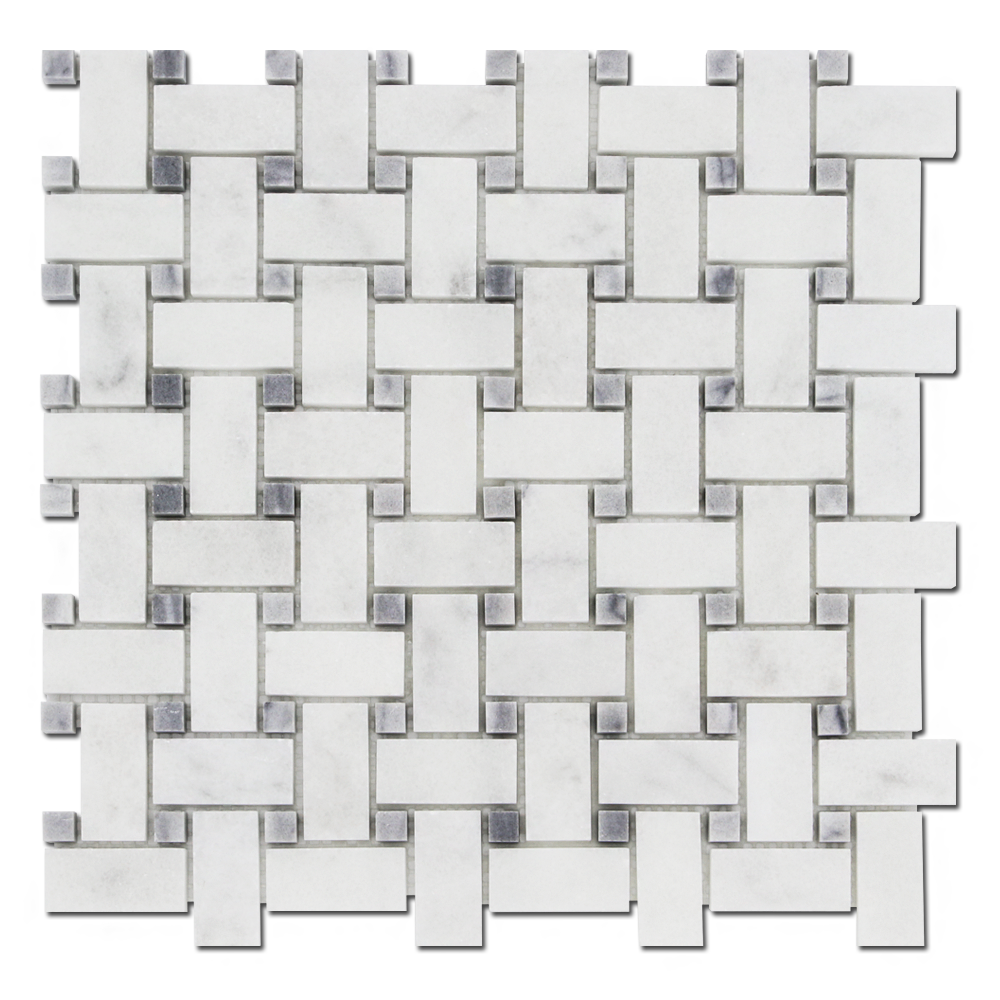 Milas White Marble Basket Weave with Gray Dot